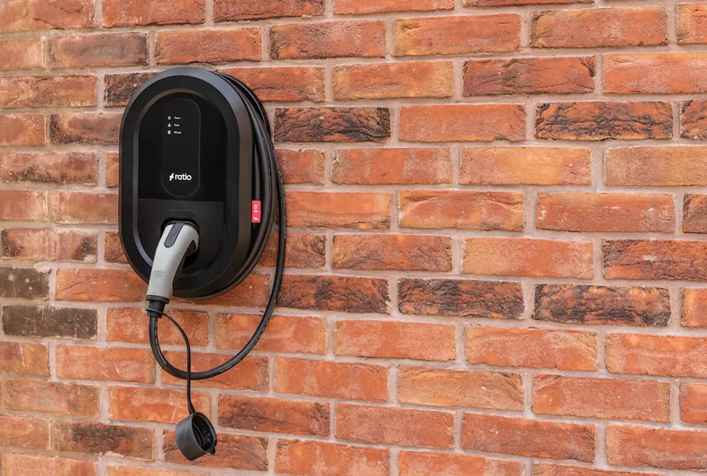 Home battery storage unit mounted on a wall