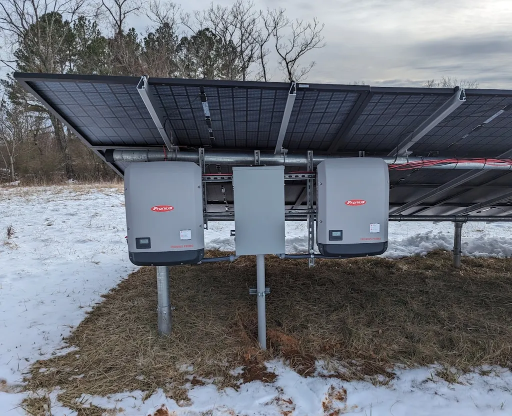 Solar inverter installed and wired on a wall