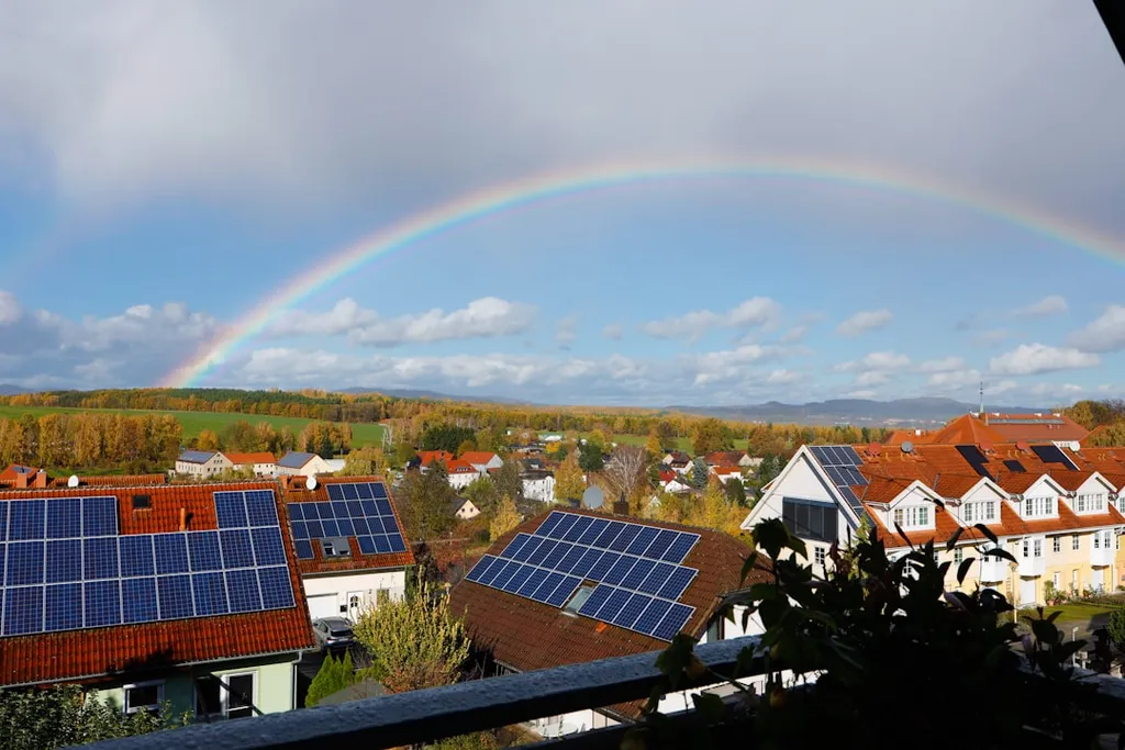 Solar panels on a domestic rooftop